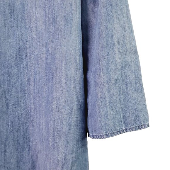 Cloth & Stone Anthropologie Bell Sleeve Denim Blue Jean Shift Dress Sz M - Picture 4 of 6